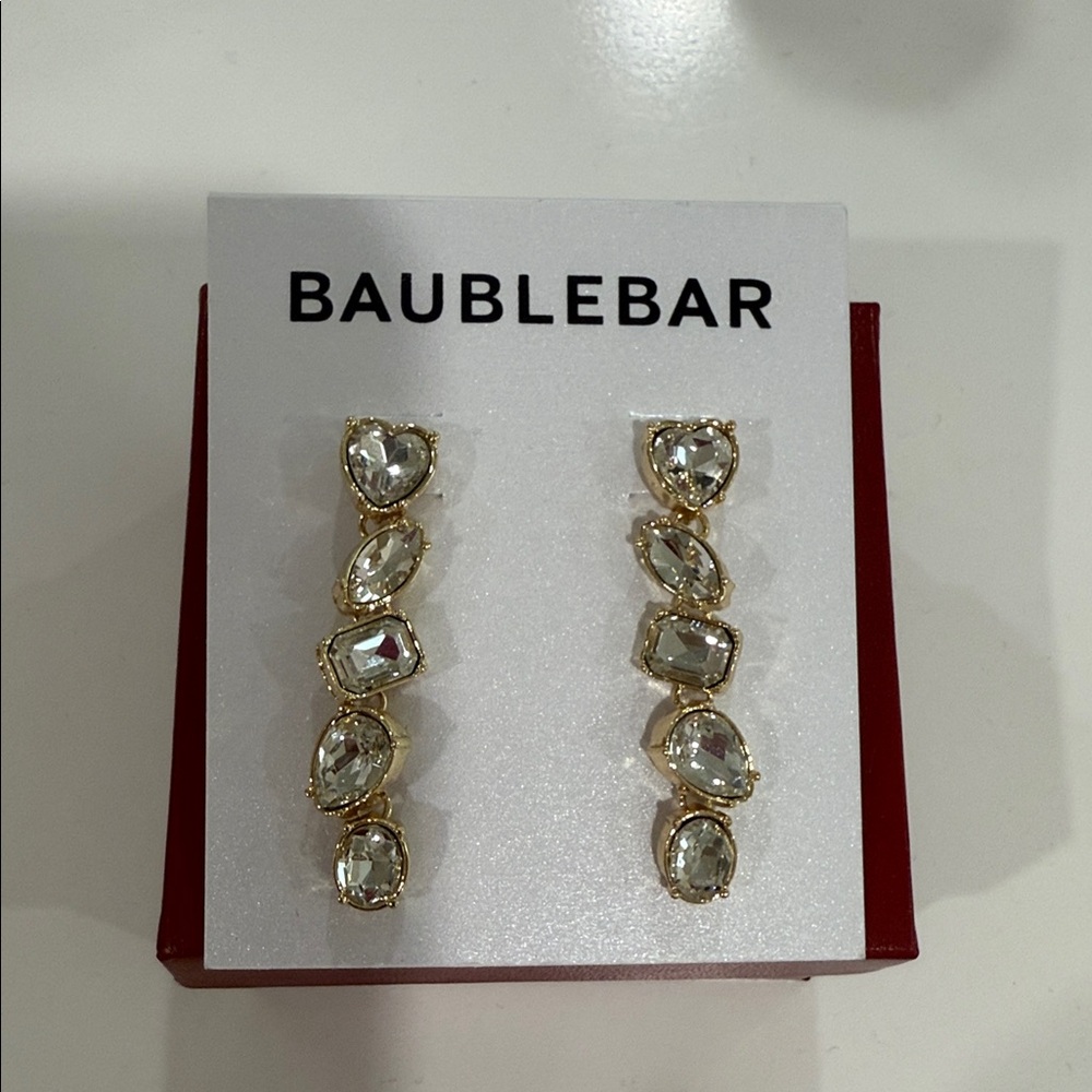 BaubleBar Gold and Clear Crystal Earrings